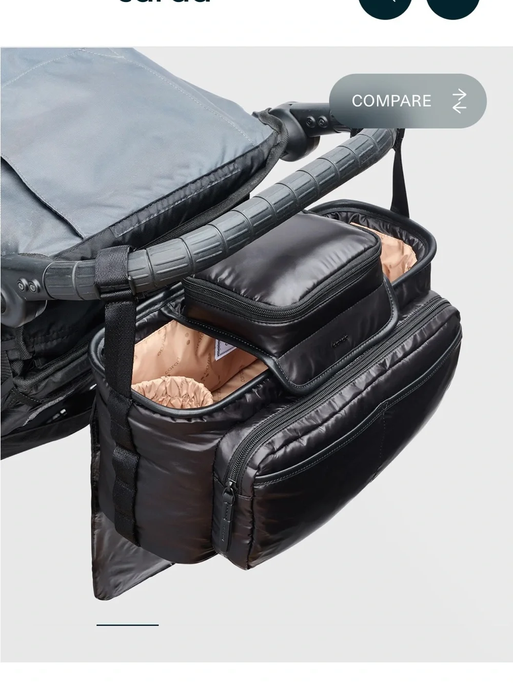 caraa Black Kids Stroller Organizer Bag